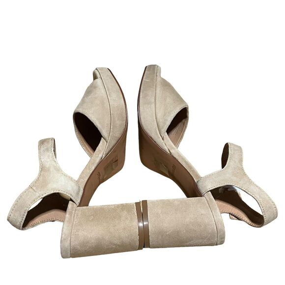 Madewell  Chunky Platform Sandals 6 Beige Suede Strappy Block Heel Retro Y2K - Picture 7 of 11